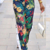  Polyester Print Elastic Waist Mid Straight Pants Pants