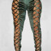  Sexy High Waist Hollow-out Green Pleuche Pants