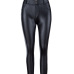  Sexy Mid Waist Zipper Design Black Leather Leggings