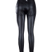  Sexy Mid Waist Zipper Design Black Leather Leggings