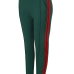  Stylish Mid Elastic Waist Striped Green Cotton Blends Pants