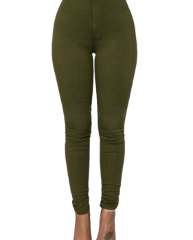  Stylish Mid Waist Green Cotton Blends Pants