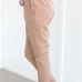  Trendy Elastic Waist Lace-up Khaki Cotton Blends Pants