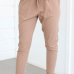  Trendy Elastic Waist Lace-up Khaki Cotton Blends Pants