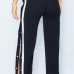  Trendy Elastic Waist Side Split Black Polyester Pants