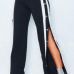  Trendy Elastic Waist Side Split Black Polyester Pants