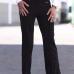  Trendy High Elastic Waist Black Polyester Pants