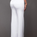  Trendy High Elastic Waist White Polyester Pants