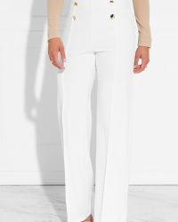  Trendy High Elastic Waist White Polyester Pants