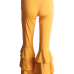  Trendy High Waist Falbala Design Yellow Polyester Pants 