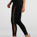  Trendy High Waist Lace-up Hollow-out Black Velvet Pants