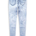 Casual Broken Holes Button Fly Design Blue Cotton Blend Skinny Pants