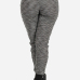 Casual Elastic Waist Patchwork Grey Knitting Skinny Pants