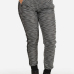 Casual Elastic Waist Patchwork Grey Knitting Skinny Pants