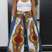 Ethnic Style Totem Printed White Polyester Pants