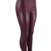 Euramerican High Elastic Waist Wine Red Leather Pants