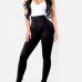 Euramerican High Waist Lace-up Black Polyester Pants