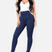 Euramerican High Waist Lace-up Blue Polyester Pants