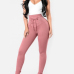 Euramerican High Waist Lace-up Pink Polyester Pants