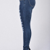 Euramerican Low Waist Broken Holes Dark Blue Cotton Skinny Pants