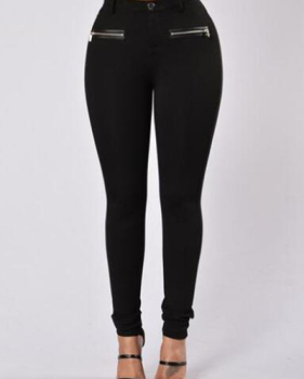 Euramerican Mid Waist Black Cotton Skinny Pants