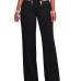 Fashion High Waist Black Cotton Blends Pants