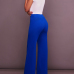 Fashion High Waist Blue Cotton Blends Pants