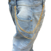 Fashion Mid Waist Broken Holes Light Blue Denim Pants