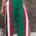 Stylish Elastic Waist Patchwork Green Polyester Pants