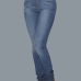 Stylish High Waist Blue Cotton Skinny Pants