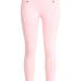 Stylish High Waist Double-breasted Decorative Pink Cotton Skinny Pants