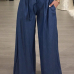 Stylish High Waist Drawstring Ligh Blue Cotton Pants