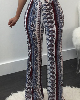 Stylish High Waist Printed Cotton Pants