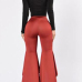 Stylish High Waist Trumpet Shaped Design Red Polyester Boot Pants