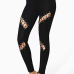 Stylish Mid Waist Hollow-out Black Milk Fiber Pants