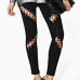 Stylish Mid Waist Hollow-out Black Milk Fiber Pants