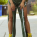 Stylish Rivet Design Green Polyester Loose Pants