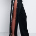 Trendy Elastic Waist High Split Black Qmilch Pants