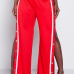 Trendy Elastic Waist High Split Red Qmilch Pants