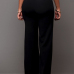 Trendy High Waist Double-breasted Decorative Black Polyester Pants