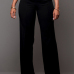 Trendy High Waist Double-breasted Decorative Black Polyester Pants