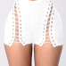 Sexy High Waist Hollow-out White Polyester Skinny Shorts