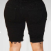 Trendy High Waist Broken Holes Black Cotton Blends Shorts