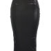  Trendy High Waist Black Leather Sheath Knee Length Skirts