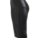  Trendy High Waist Black Leather Sheath Knee Length Skirts