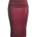  Trendy High Waist Purplish Red Leather Sheath Knee Length Skirts