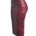  Trendy High Waist Purplish Red Leather Sheath Knee Length Skirts