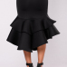 Stylish High Waist Falbala Design Black Cotton Mermaid Knee Length Skirts