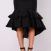 Stylish High Waist Falbala Design Black Cotton Mermaid Knee Length Skirts