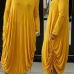  Casual Round Neck Yellow Polyester Mid Calf Dress